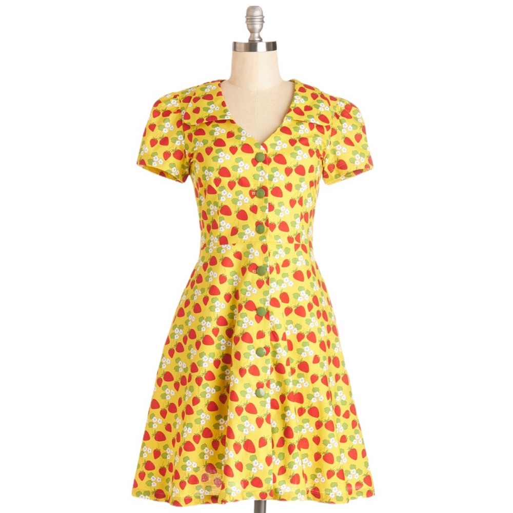 ModCloth Floral Field Day Dress in Strawberries